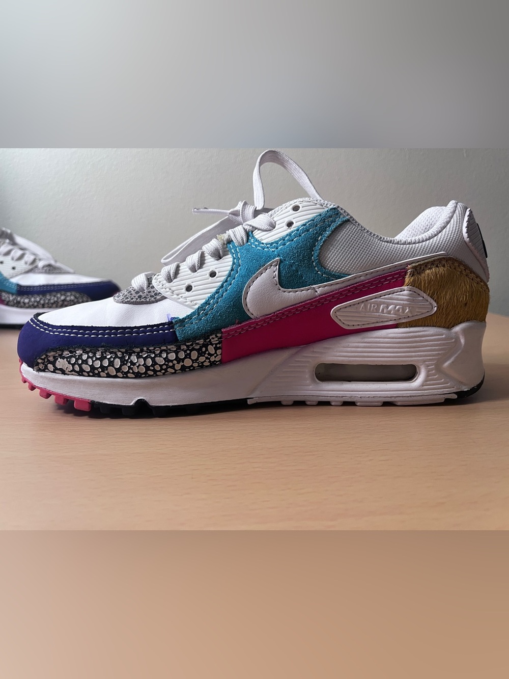 Nike Air Max 90 Safari Mix Animal White Women’s Shoes Size 6.5 - Picture 6 of 13